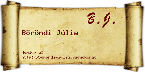 Böröndi Júlia névjegykártya